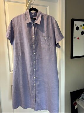 Valerie Stevens Periwinkle Short-Sleeve Button-Down Shirt Dress